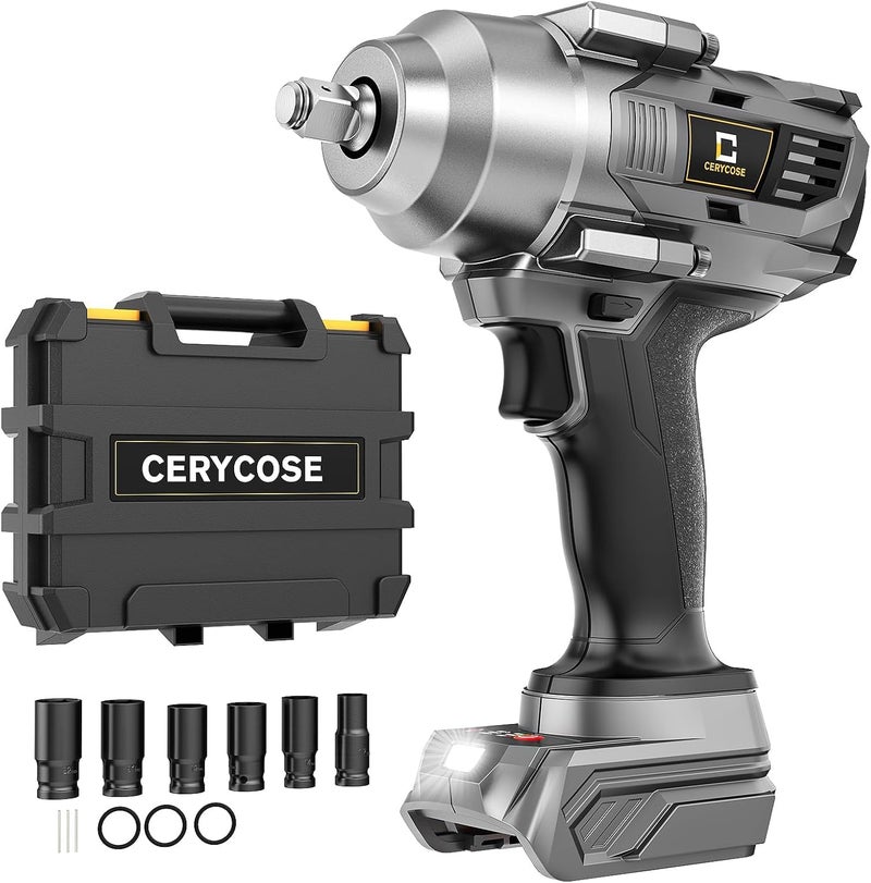 Cerycose Cordless impact Wrench 1/2 inch Compatible with Dewalt Battery, 750FT-LBS (1000N.m) Brushless Electric Impact Gun Includes LED Work Light with 6 Sockets, High Torque Impact Driver, Bare Tool Only - Image 1